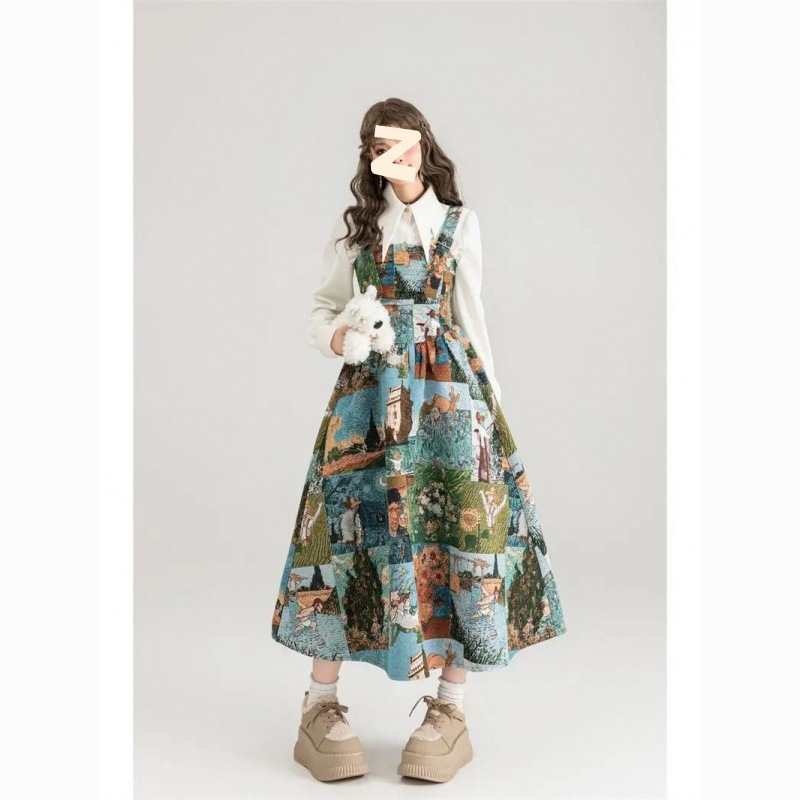 Retro French Style Long Sleeve Shirt Two-piece Suit