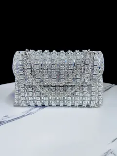 Full Diamond Handbag European And American Retro - Silver - View 1