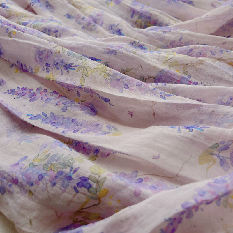 Wisteria Flower Ramie Skirt Mid-length A- Line Cake Fairy Dress