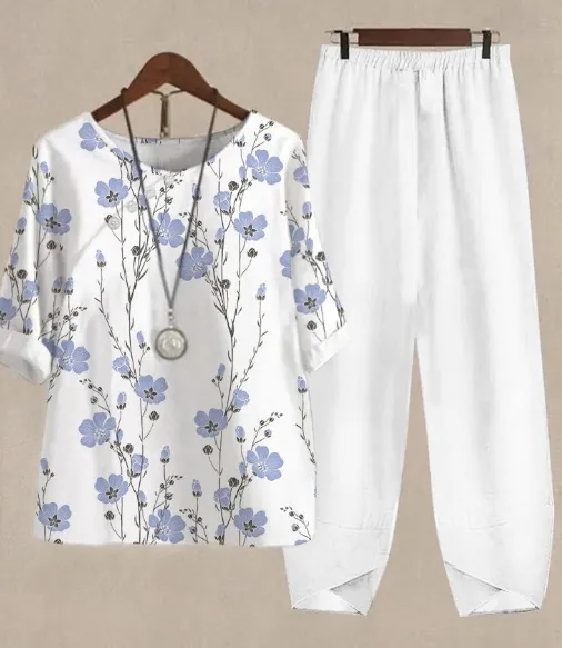 Womens Casual Crew Neck Cropped Sleeve Top Set A38Tzket3Tf1G45 04 5Xl - Shop at LoveMi