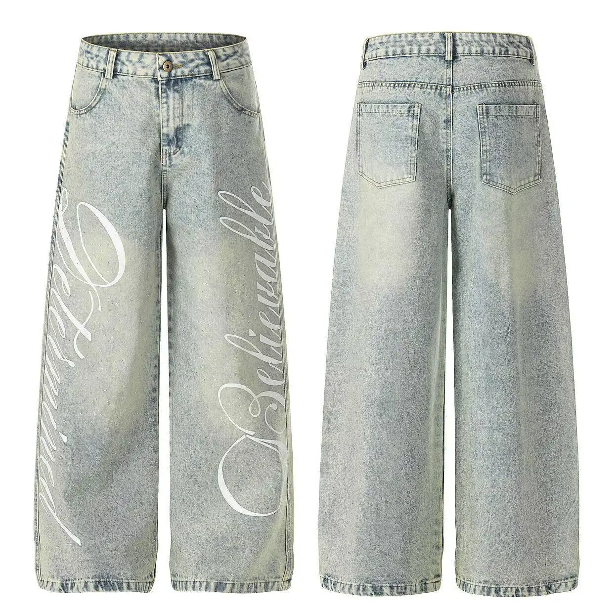 Letter-print Denim Jeans For Men