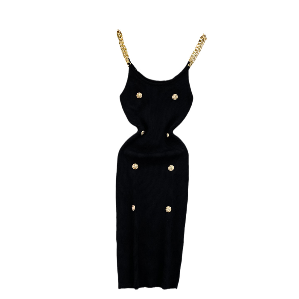 Korean Style Hot Girl Chain Sling Knitted Dress