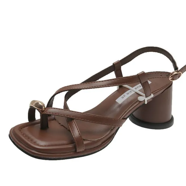 Women's Fashionable All match Gentle Temperament Ankle strap High Heel Sandals Brown - Shop at LoveMi