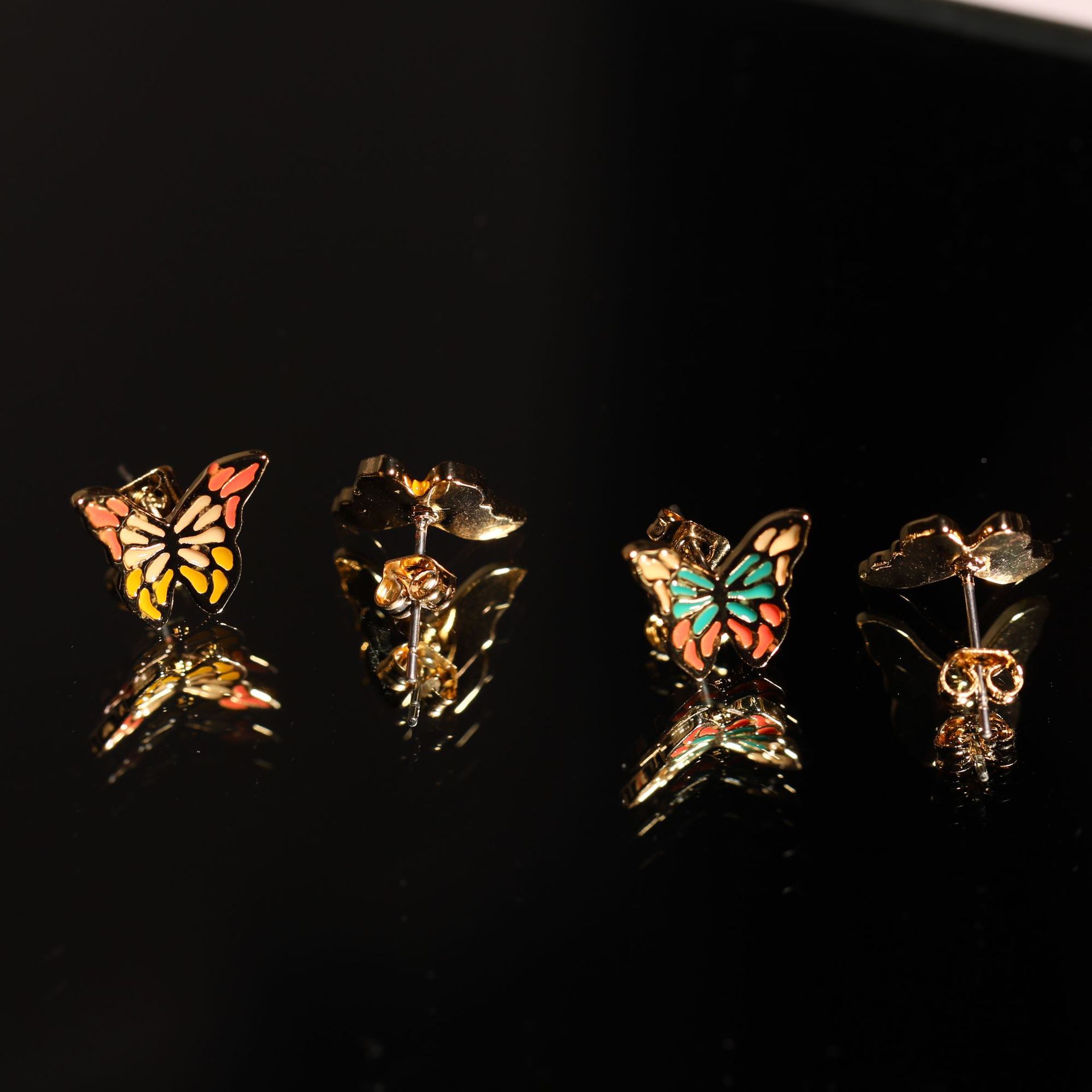 Butterfly Element Fairy Symmetry Gradient Eardrops Stud Earrings