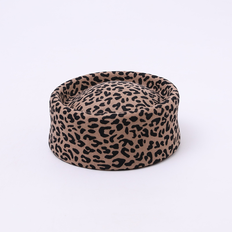 American-style Leopard-print Pillbox Hat Womens New High-end Design