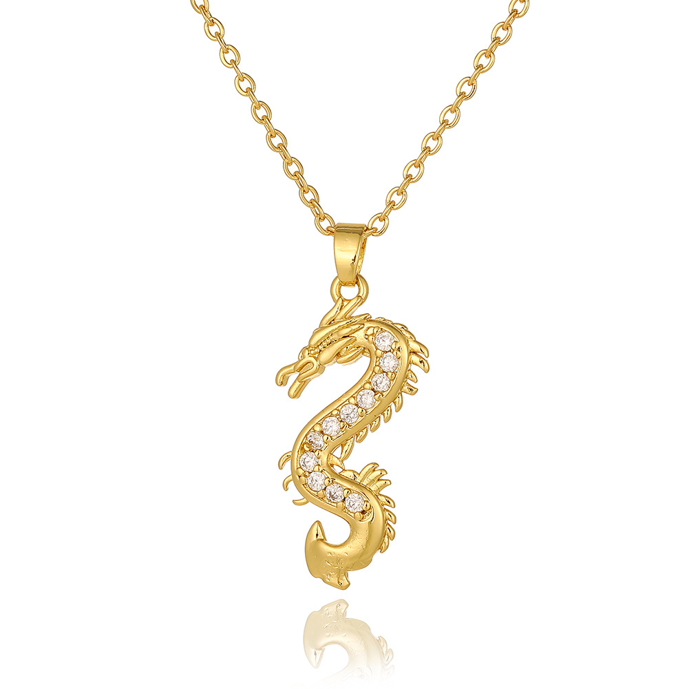 Copper Micro Inlay Light Luxury Zircon Animal Pendant Necklace