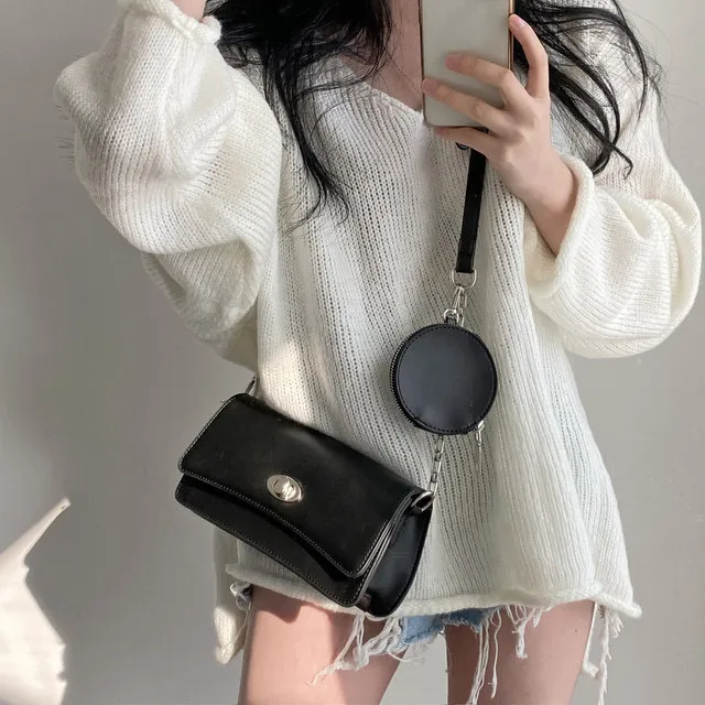 Retro Loose And Lazy Style V neck Curling Slit Fashionable Pullover Anti aging Sweater Apricot - Shop at LoveMi