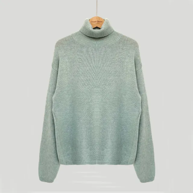 Women's All matching Base Knitwear Light Gray Blue - Shop at LoveMi