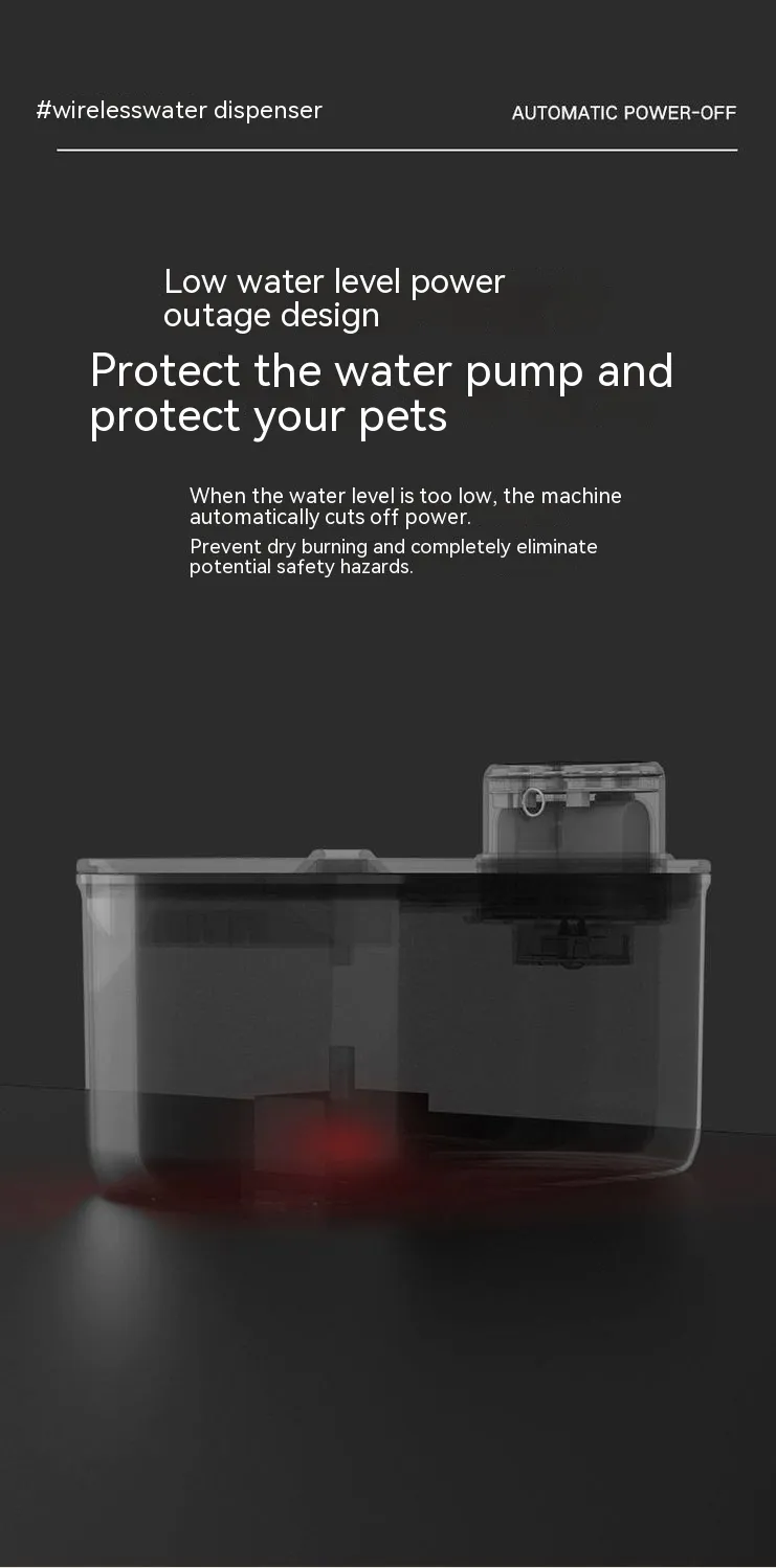 Stainless Steel Plate Household Pet Cat Dog Intelligent Wireless Water Dispenser - Black