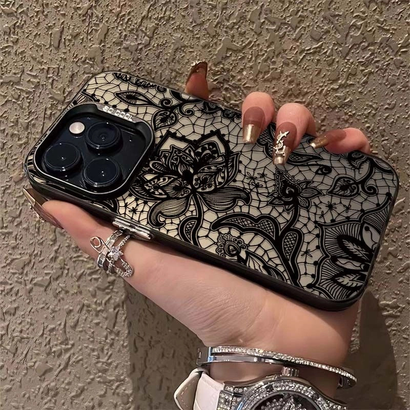 Premium Patterned Frosted Silver Phone Case
