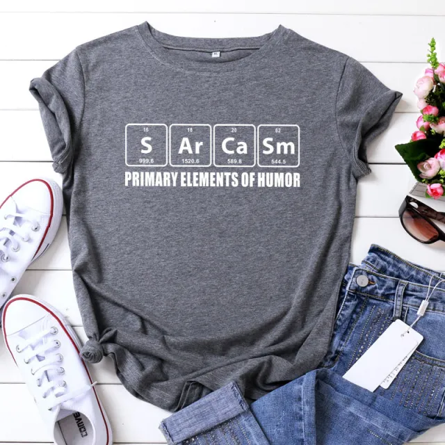Europe And America Creative Funny Alphabet Cartoon Cotton T shirt Dark Gray White - Shop at LoveMi