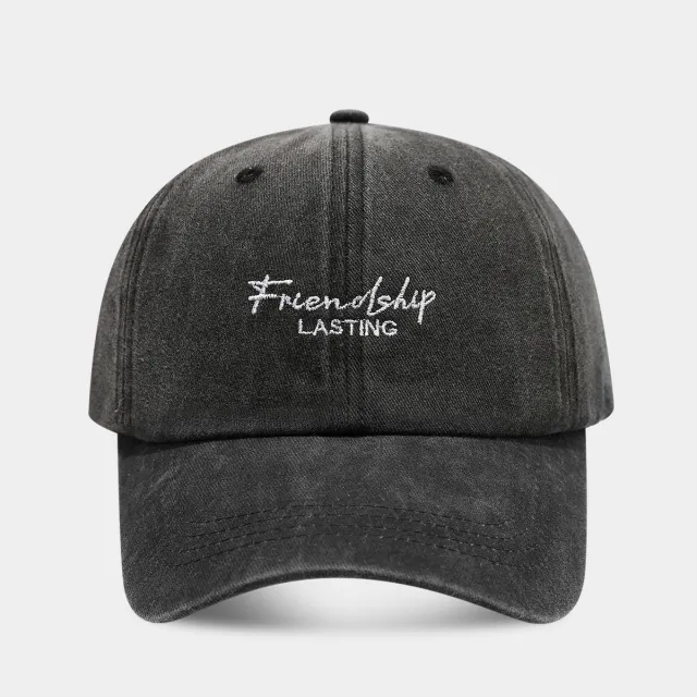 Soft Top Show Face A Little Retro Distressed Peaked Cap Couple Black - Shop at LoveMi