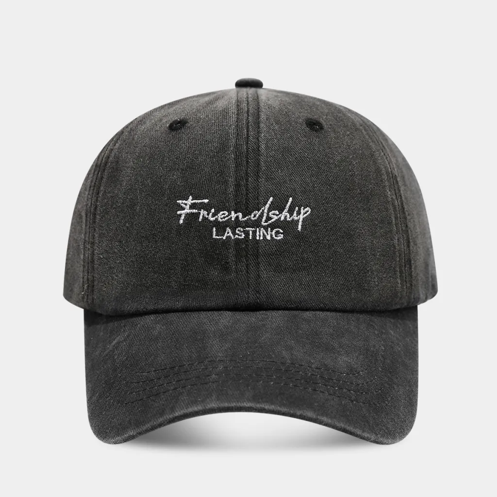Soft Top Show Face A Little Retro Distressed Peaked Cap Couple - Black