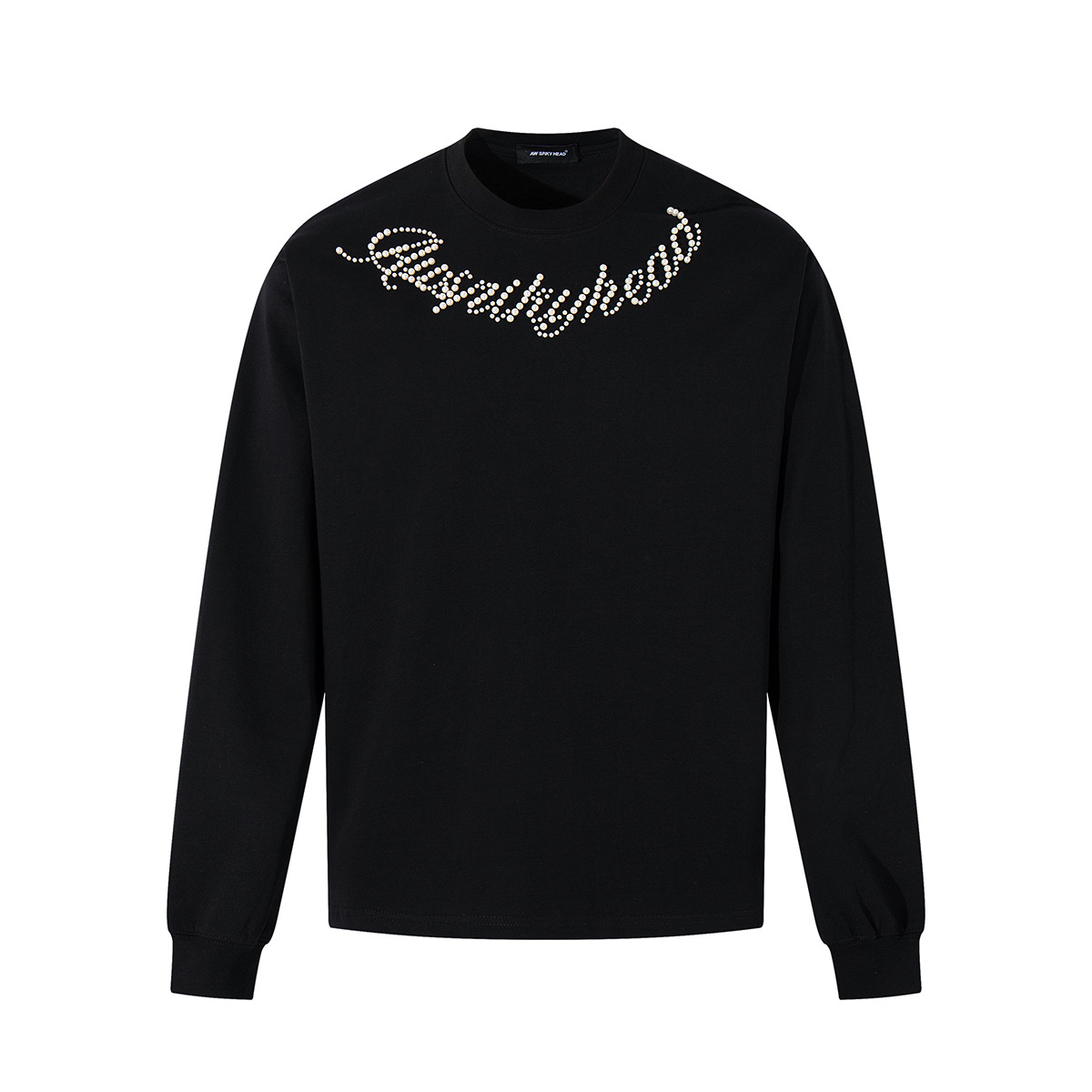 Beaded Letter Pearl Heavyweight Crewneck Hoodie For Couples