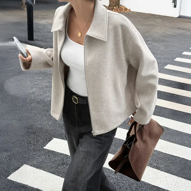 European And American Elegant Fashionable All match Long sleeved Jacket Apricot - Shop at LoveMi