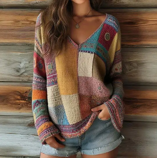 Women's Loose And Stylish Long Sleeves T shirt Mild Luxury Retro Picture Wb21Ry250924Y010 - Shop at LoveMi