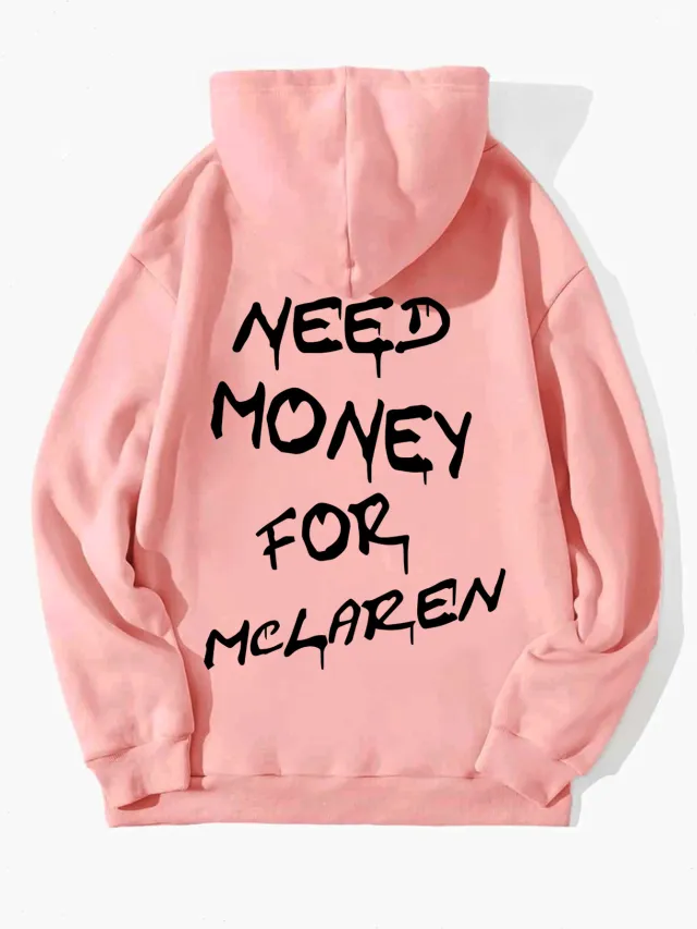 Thick Plain Letter Print Sweatshirt Pink - Shop at LoveMi