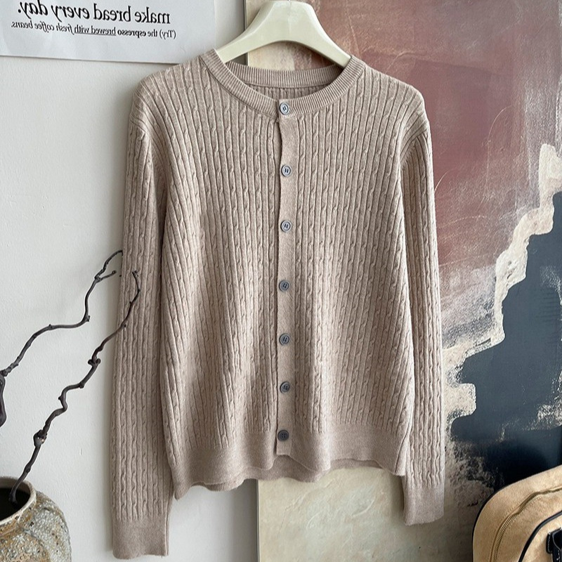 Core-spun Yarn Embroidery Twist Soft Glutinous Knitted Cardigan Top