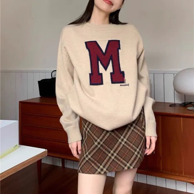 Letter Pullover Sweater For Women Apricot - Shop at LoveMi