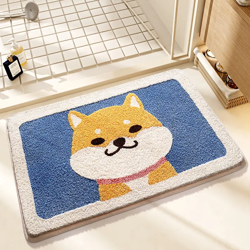 Flocked Home Doormat Bathroom Rug Absorbent Non-slip