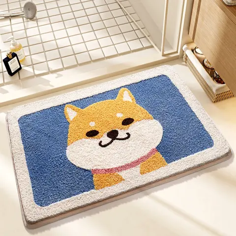 Flocked Home Doormat Bathroom Rug Absorbent Non-slip Mat Bedroom