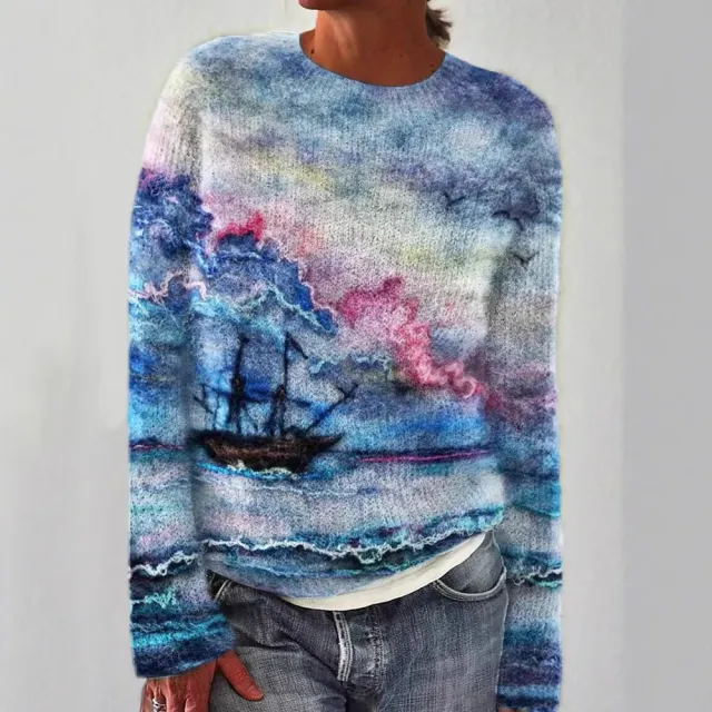 Women's Sweater Pattern Pullover Casual Pirate Ship - Shop at LoveMi