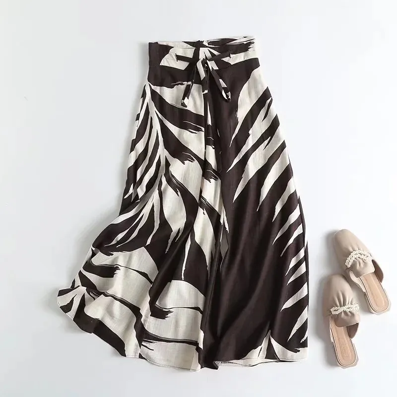 Casual Style Printed Temperament Long Skirt