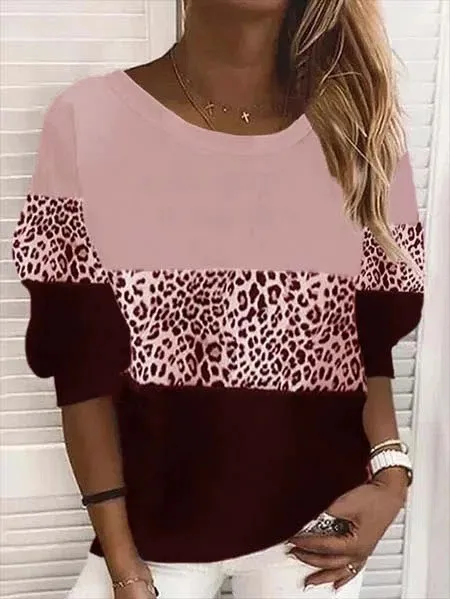 Autumn And Winter Long Sleeve Round Neck Street Hipster Pullover Loose Striped Sweater Pink - Shop at LoveMi