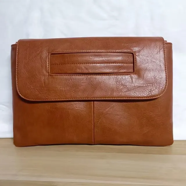 Large Capacity PU Crossbody Shoulder Belt Clutch Brown - Shop at LoveMi