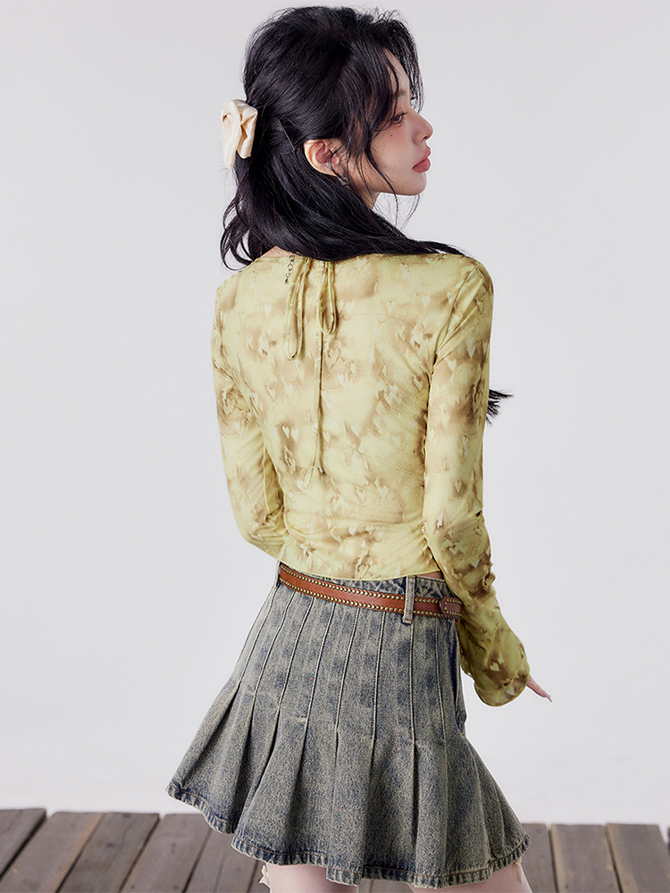 Full Printed Bell Sleeve Light Hot Girl Shirt