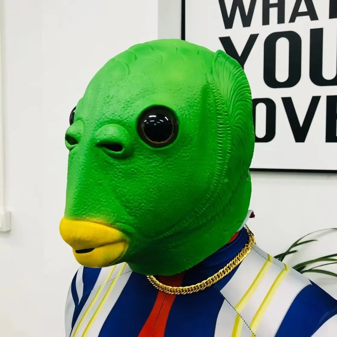 Internet Celebrity Latex Mask Funny Green Fish