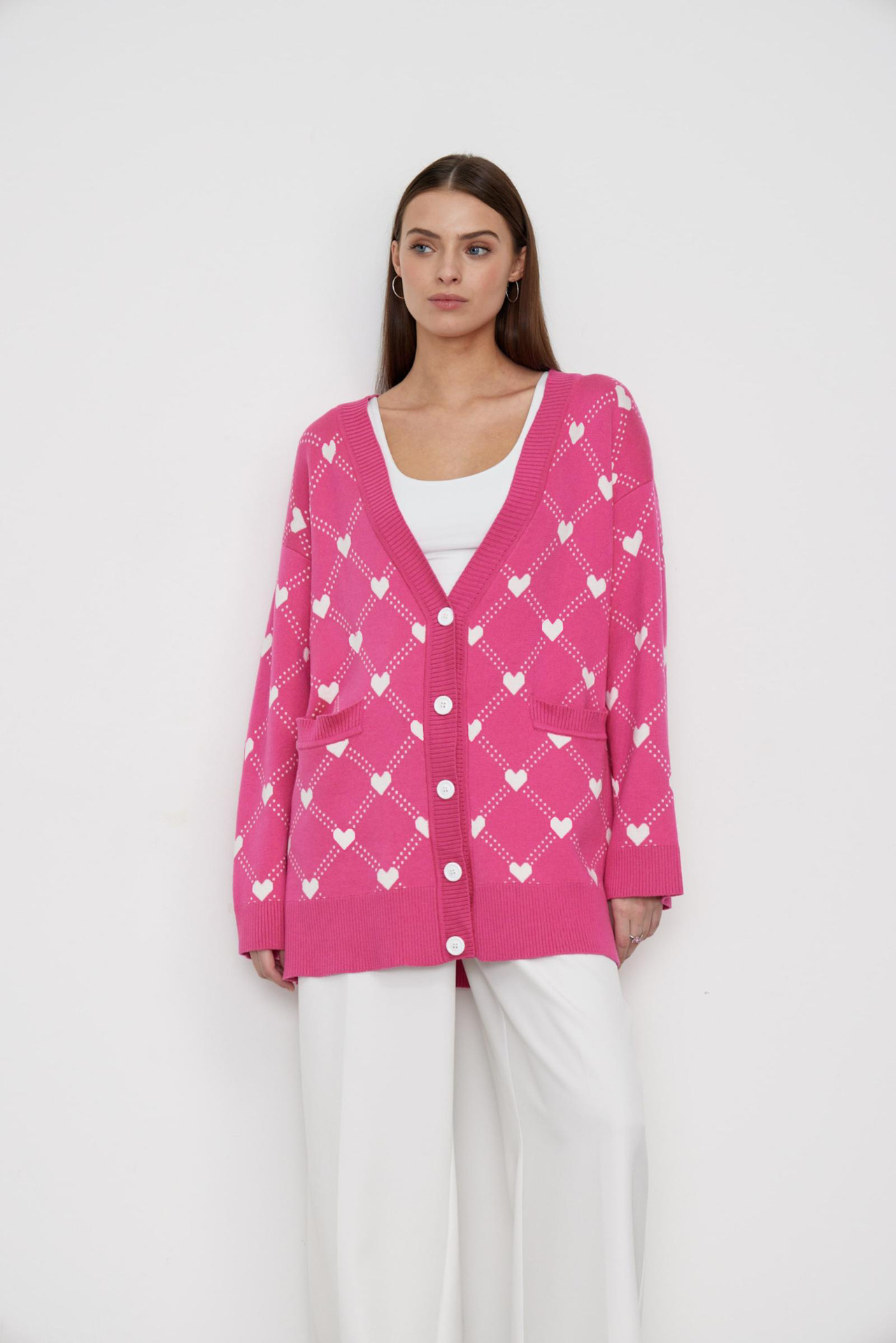 Russian Love Brocade Sweater Cardigan Rose - Shop at LoveMi
