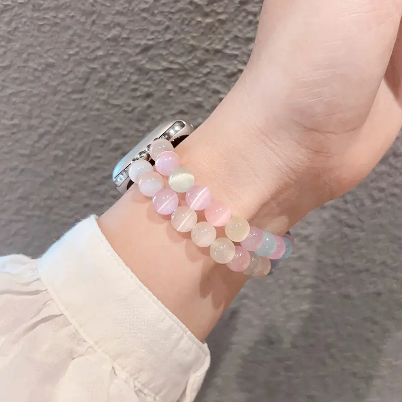 Sweet And Colorful Cat-eye Stone Elastic Watch