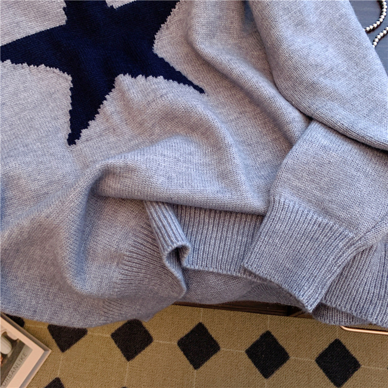 Title 3, Idle Style Five-pointed Star Crew Neck Pullover...