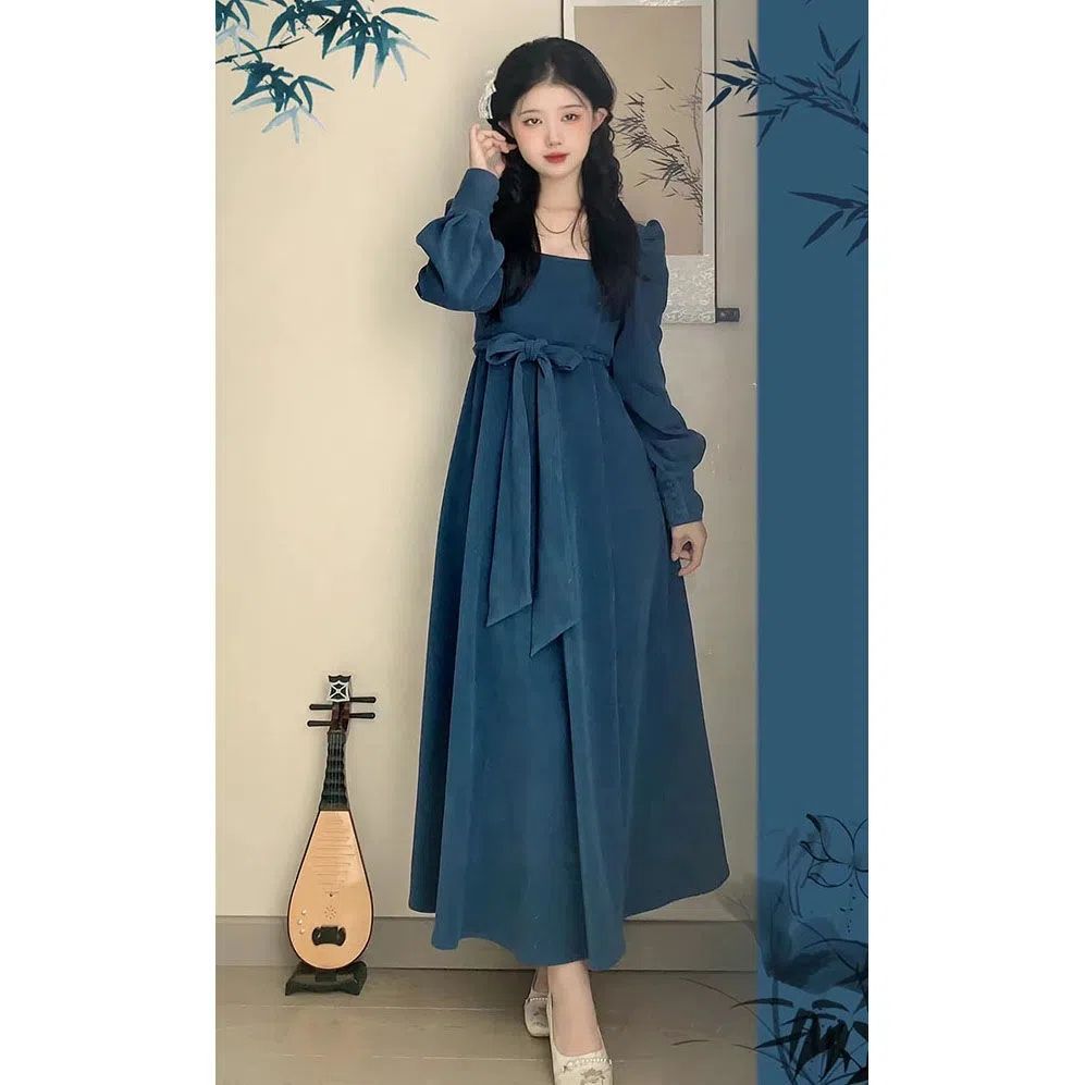 New Chinese Style Autumn And Winter Dress Women's Stitching French Retro