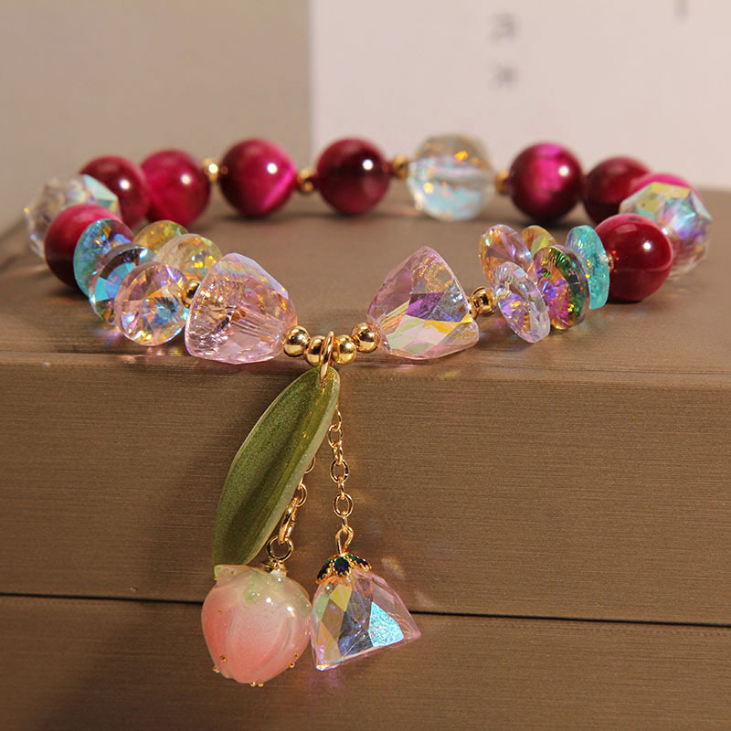 Rose Red Tigereye Vanves Stone Crystal Bracelet