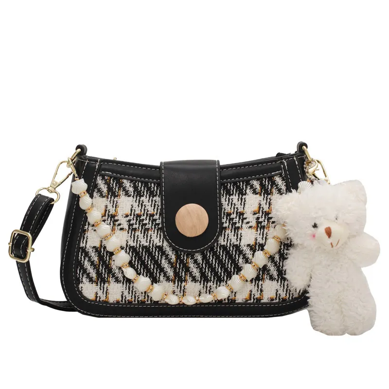 New Shoulder Bag Girls' Casual Messenger Bag Pendant - Black