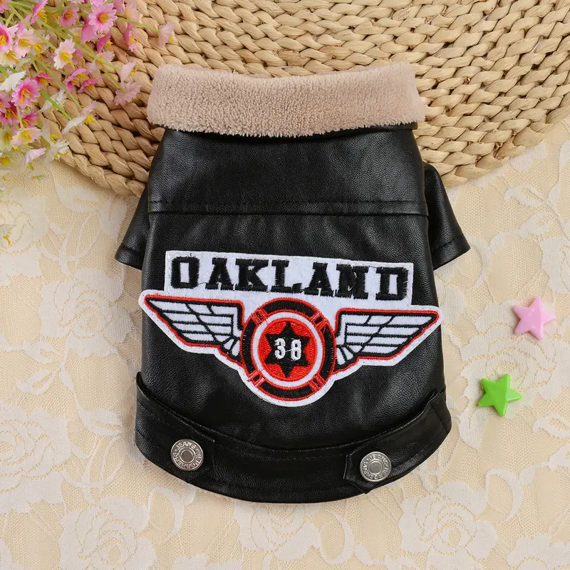 Embroidered Leather Waterproof Pet Clothing