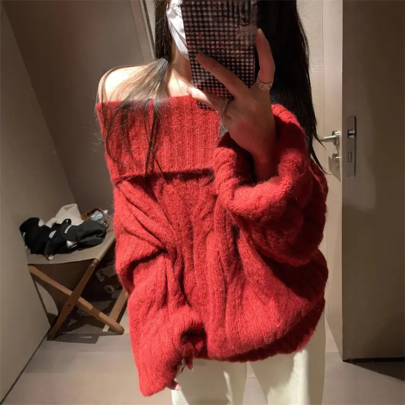 Off-shoulder Soft And Cuddly Faux Mink Knit