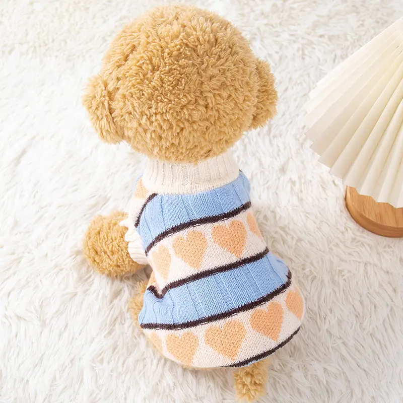 Peach Heart Velvet Pet Sweater Dog Teddy
