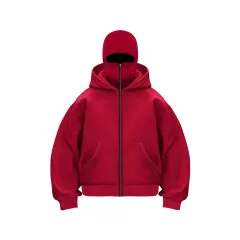Men's And Women's Double-headed Zipper Hoodie - Red - View 1