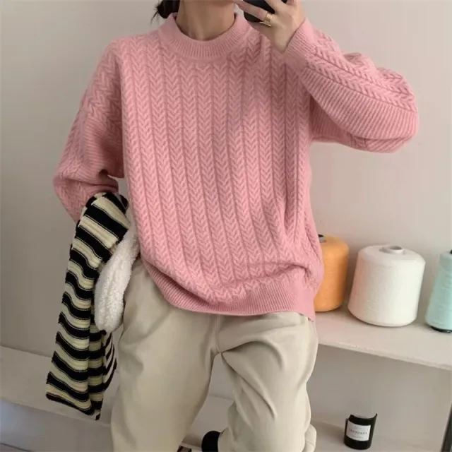 Retro Lazy Women's High end Knitwear Pink - Shop at LoveMi