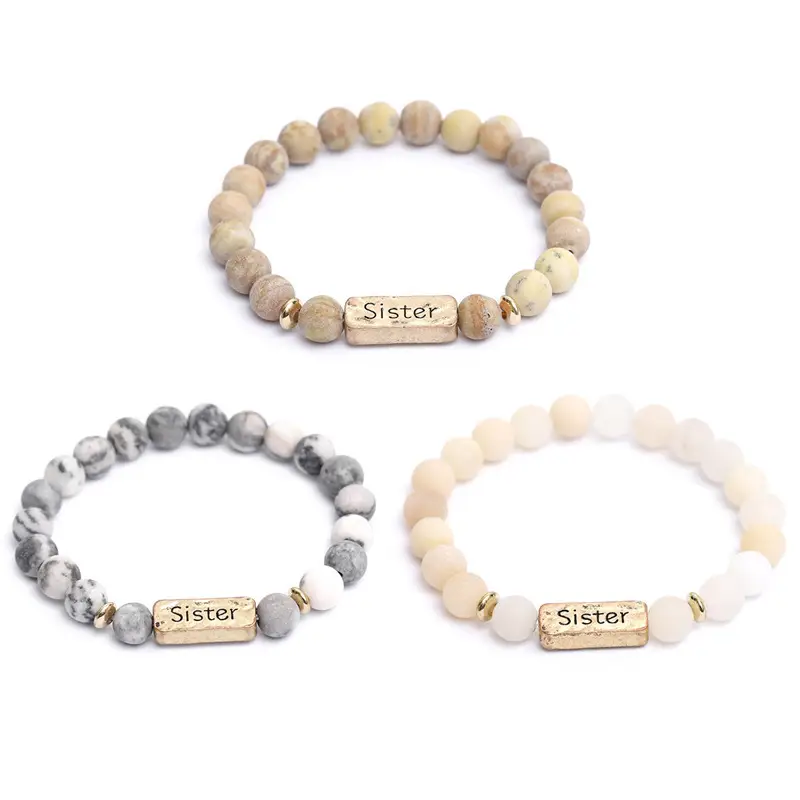 Volcanic Stone Energy-Infused Personalized Bracelet For Sisters