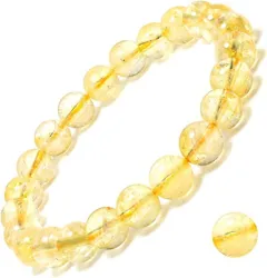 Natural Tigereye Head Turquoise Handmade Beaded Elastic String Bracelet - Citrine - View 1