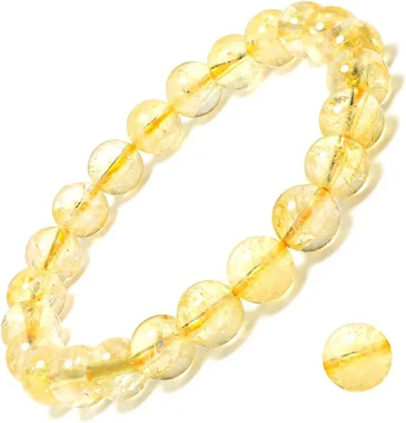 Natural Tigereye Head Turquoise Handmade Beaded Elastic String Bracelet Citrine - Shop at LoveMi