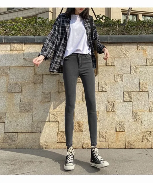 Skinny Jeans Women's Summer Thin Style Retro Gray - Shop at LoveMi