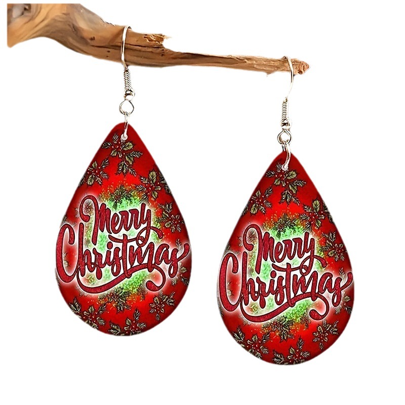 Christmas Earrings Water Drop Hook Acrylic