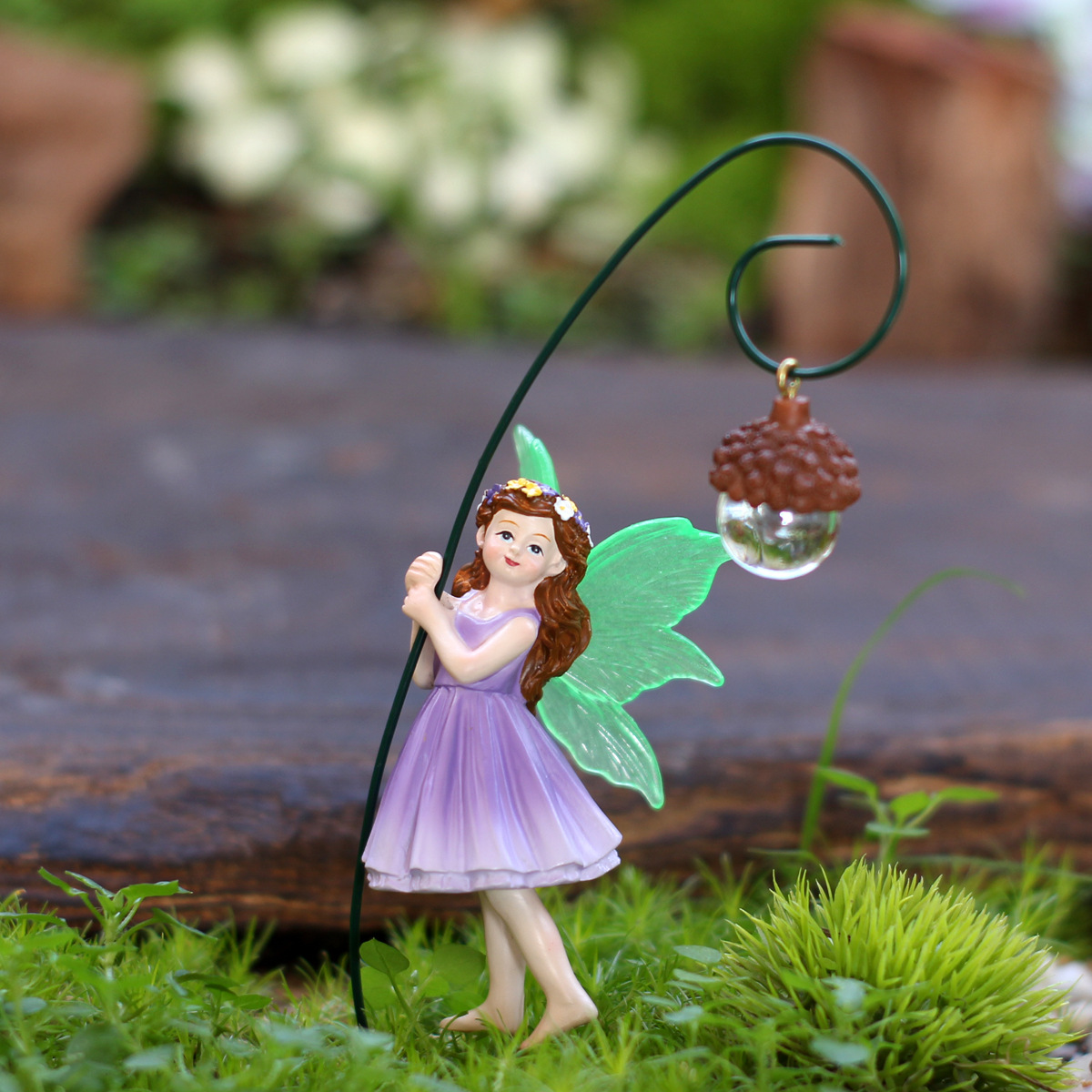 Resin Girl Carrying Pinecone Figurine - Outdoor Garden Lawn Yard Decor Home Bonsai Plant Pot Ornament Statue