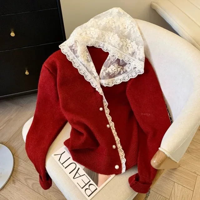 Lazy Chic Sweater Coat Loose French Top Red - Shop at LoveMi