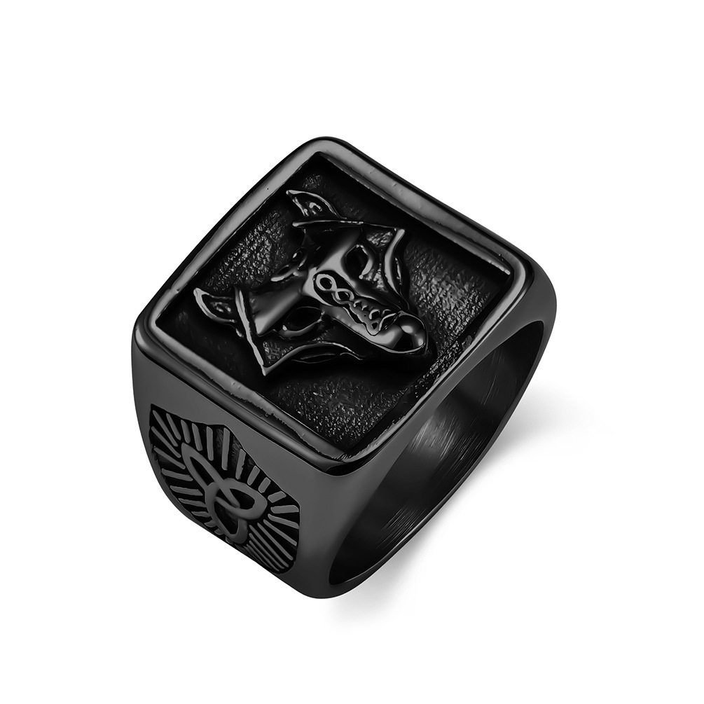 Retro Nordic Style Viking Wolf Head Titanium Steel Ring